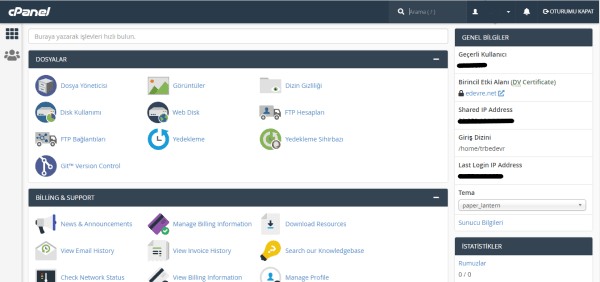 Cpanel görünüm